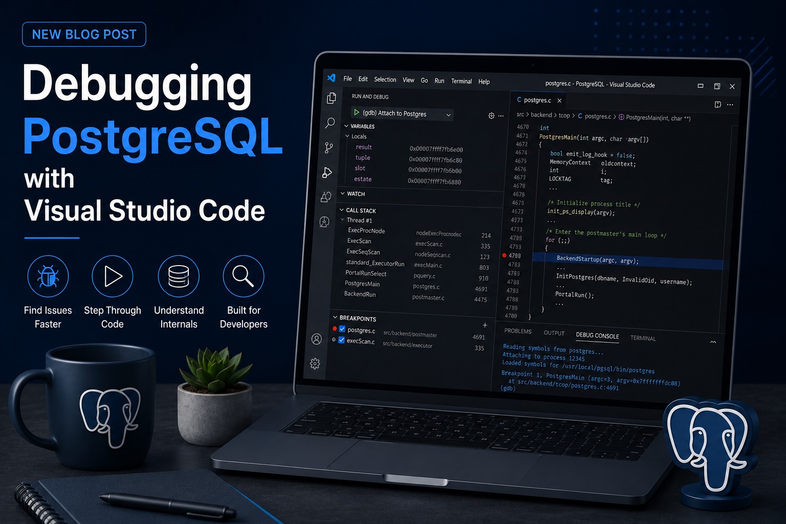Debugging PostgreSQL with VS Code